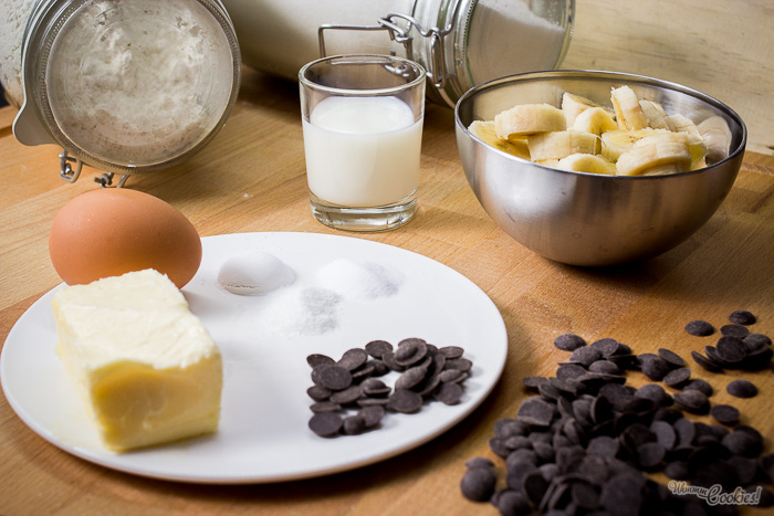 Ingredientes para la elaboración del pan de plátano (banana bread)