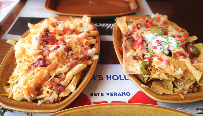 «Bacon Cheese Fries» y «Nachos San Fernando en su máximo esplendor.» tan doraditos, tan sexys...